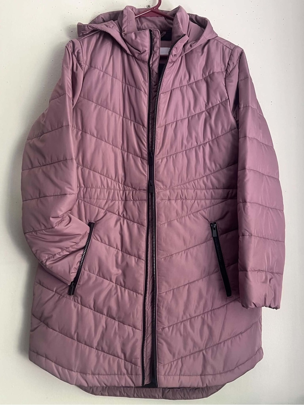 cleo Dusty Pink Hooded Quilted Puffer Coat